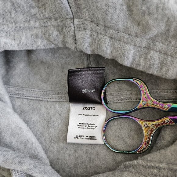 Disney Hoodie Womens 2X Gray Minnie Mouse Pullover No Pockets Fleece Lining LS - Picture 8 of 12